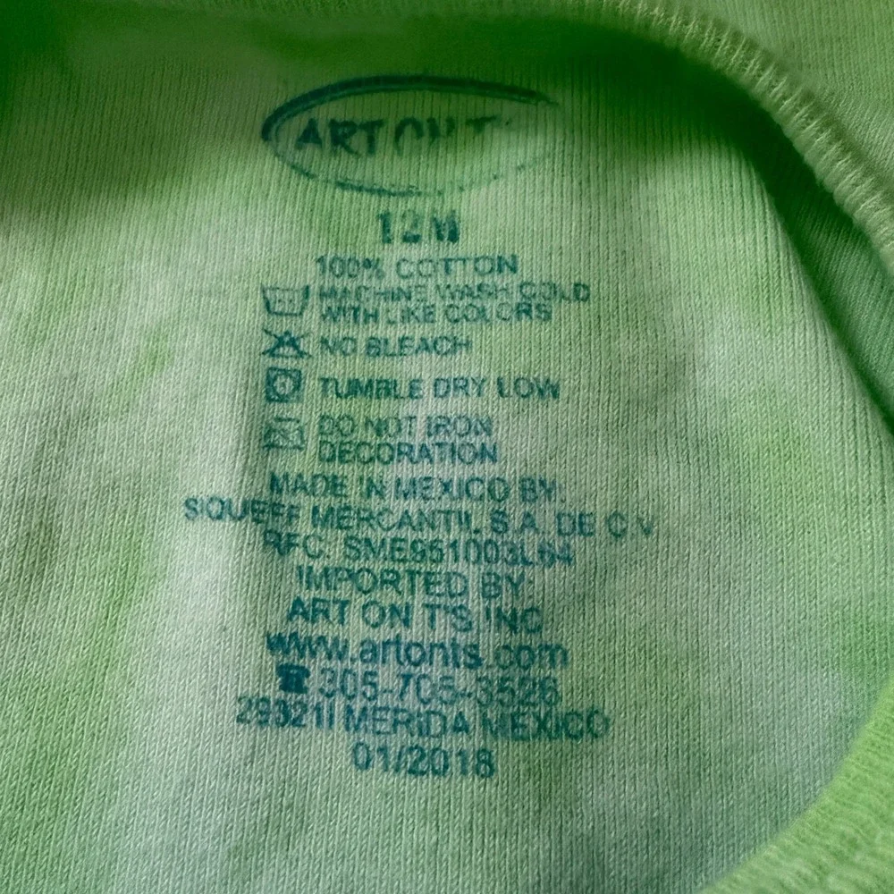 Art On Ts Hilton Head Island Alligator Tie Dye Bodysuit Green 12M Flip Snout